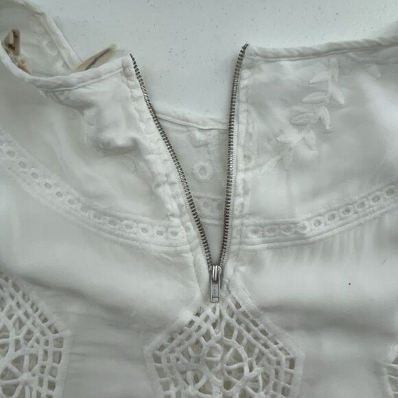 Soft Surroundings PM Petite Arlette Blouse Crochet Lace Embroidered Bell Sleeve - Picture 6 of 16